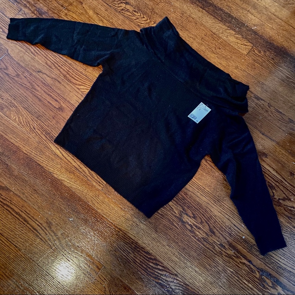 Black off the shoulder knit sweater